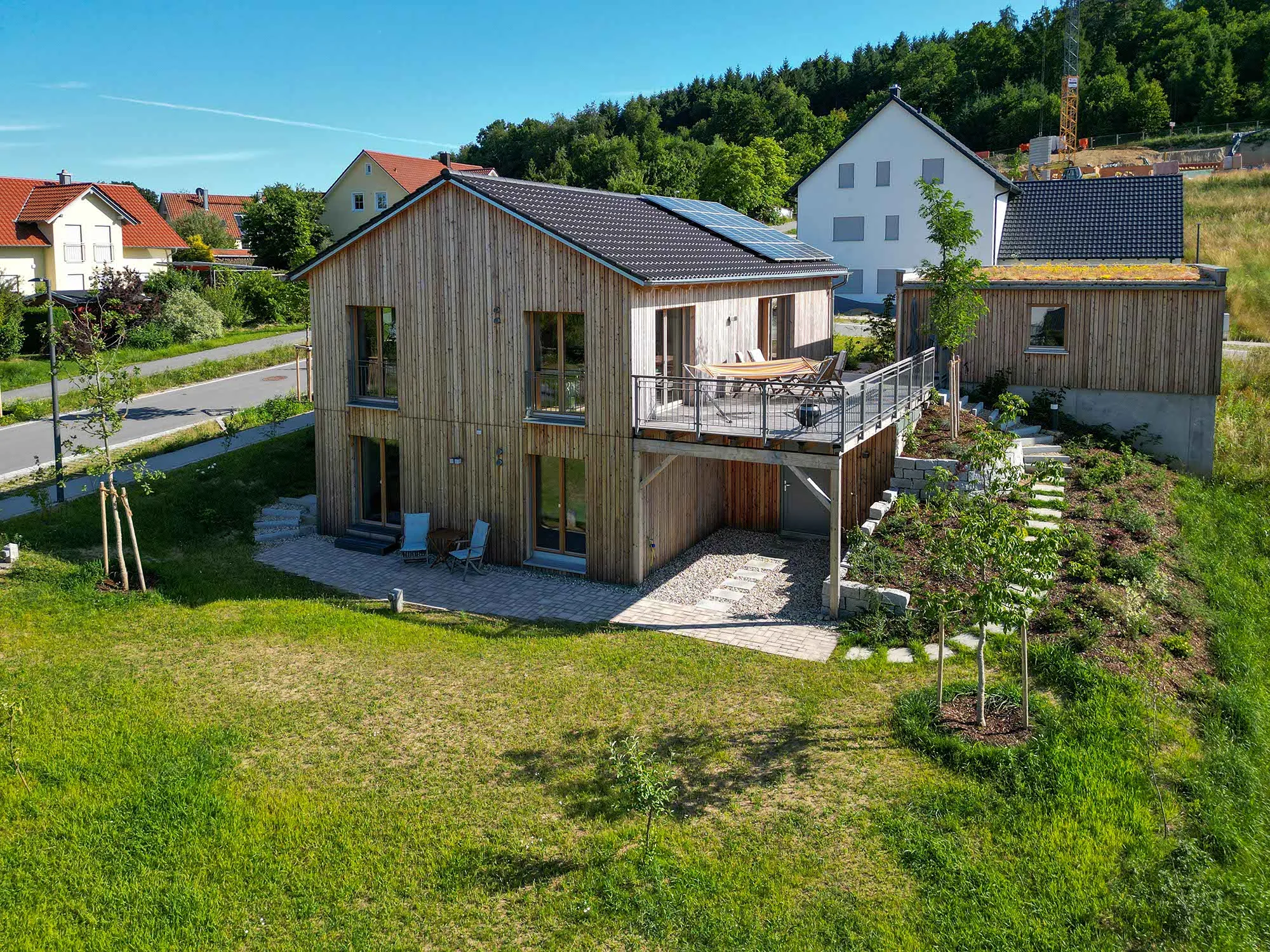 Drohne Gebäude mit Terrasse
